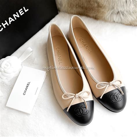 chanel black flats|chanel flats beige and black.